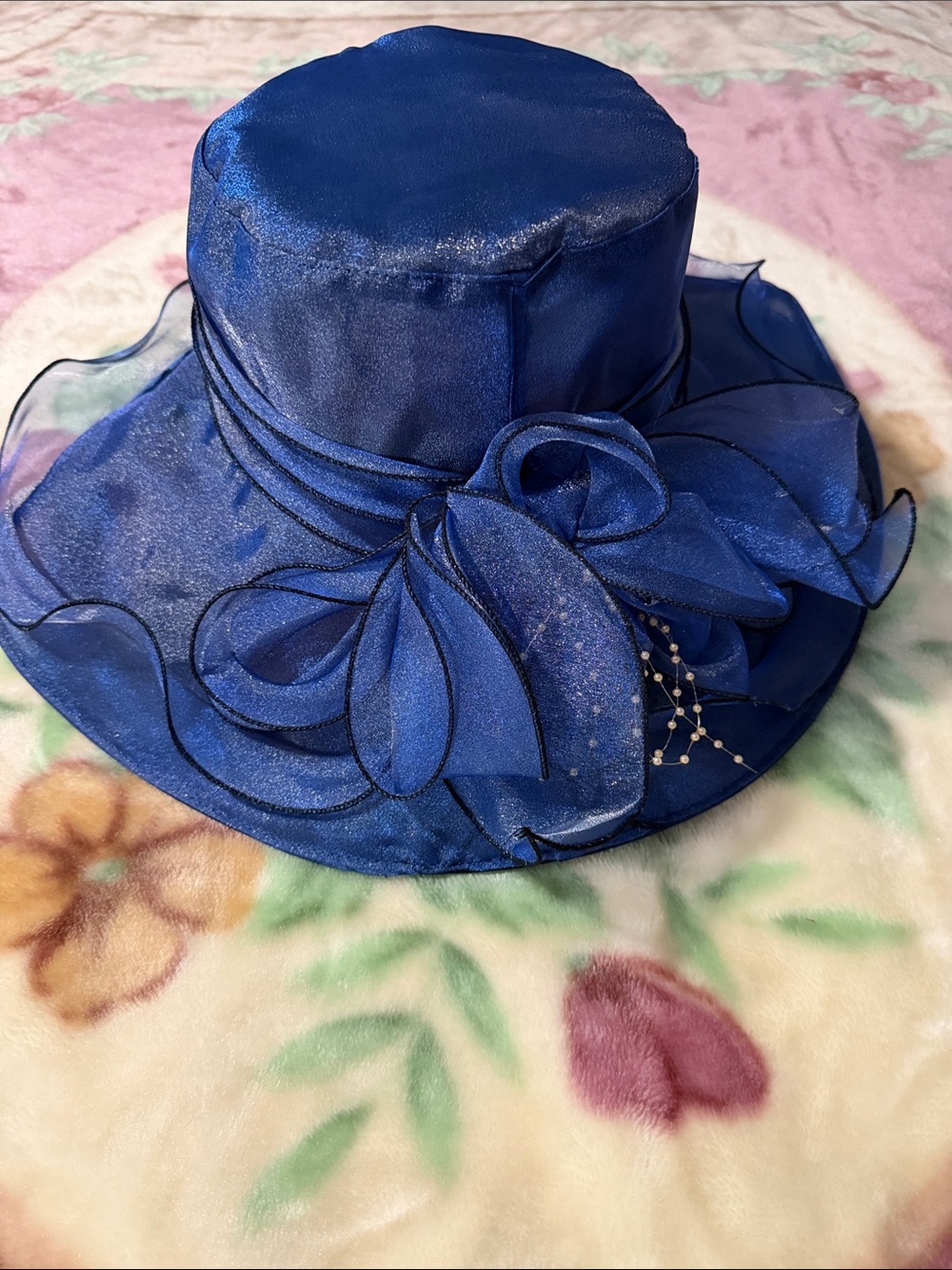 Kentucky Derby Elegant Royal Blue Organza Women’s Dress Hat